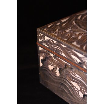 大須賀喬 銀鍍金 彫金蝶飾箱/茶箱　M062 