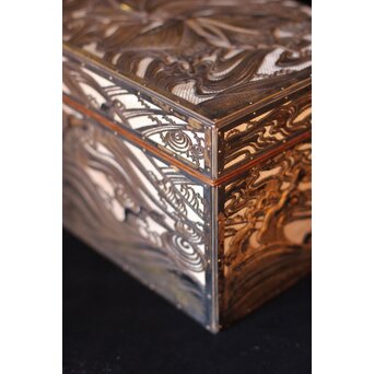 大須賀喬 銀鍍金 彫金蝶飾箱/茶箱　M062 