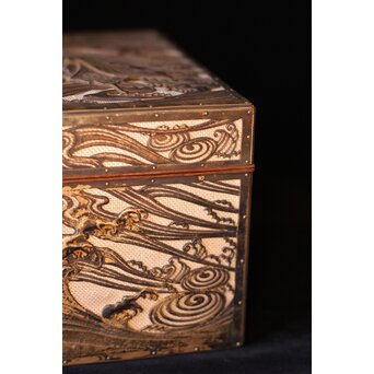 大須賀喬 銀鍍金 彫金蝶飾箱/茶箱　M062 