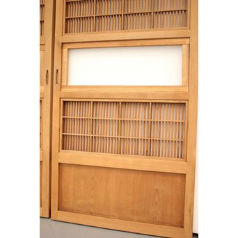 白木クリアガラス細身格子戸 2枚1組　L939 