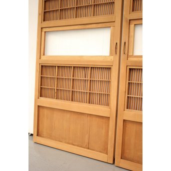 白木クリアガラス細身格子戸 2枚1組　L939 