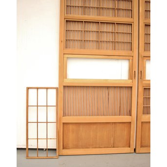 白木クリアガラス細身格子戸 2枚1組　L939 