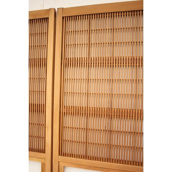 白木クリアガラス細身格子戸 2枚1組　L939 