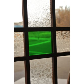 桜模様と緑色ガラスの建具 GD1184 