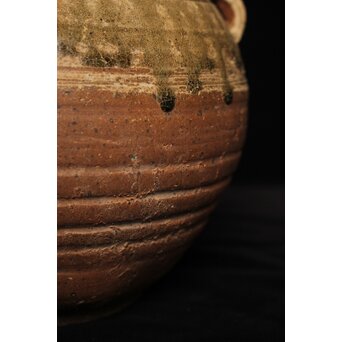 漢 灰釉陶器 双耳壺　P058 