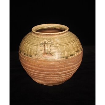 漢 灰釉陶器 双耳壺　P058 