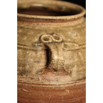 漢 灰釉陶器 双耳壺　P058 