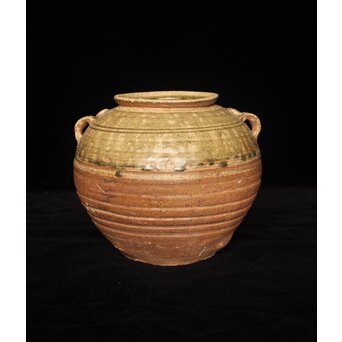 漢 灰釉陶器 双耳壺　P058 