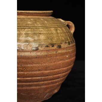 漢 灰釉陶器 双耳壺　P058 