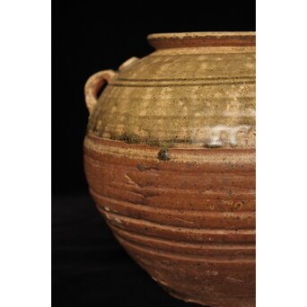 漢 灰釉陶器 双耳壺　P058 