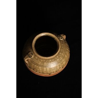 漢 灰釉陶器 双耳壺　P058 