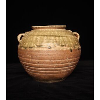 漢 灰釉陶器 双耳壺　P058 