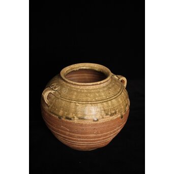 漢 灰釉陶器 双耳壺　P058 