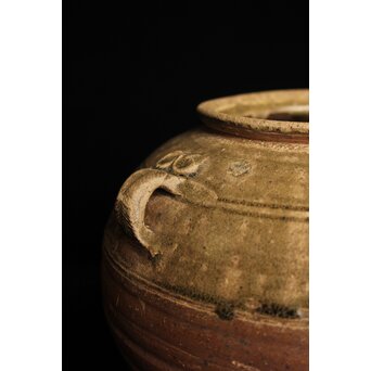 漢 灰釉陶器 双耳壺　P058 