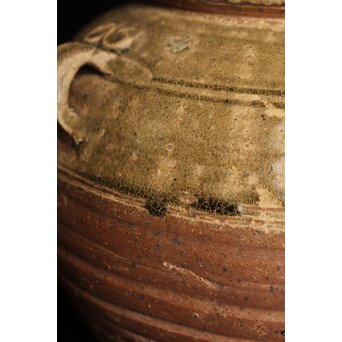 漢 灰釉陶器 双耳壺　P058 