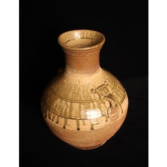 漢 灰釉陶器 双耳壺　P059 