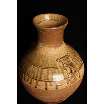 漢 灰釉陶器 双耳壺　P059 