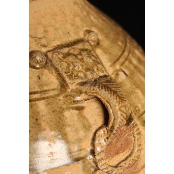 漢 灰釉陶器 双耳壺　P059 