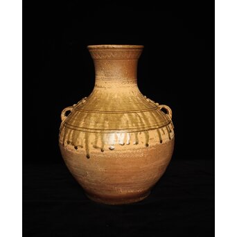 漢 灰釉陶器 双耳壺　P059