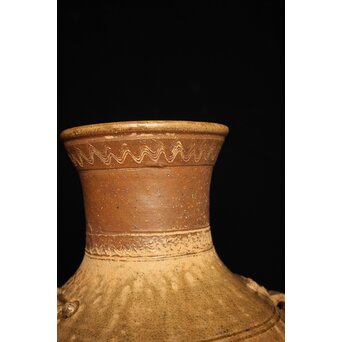 漢 灰釉陶器 双耳壺　P059 