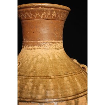 漢 灰釉陶器 双耳壺　P059 