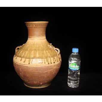 漢 灰釉陶器 双耳壺　P059 