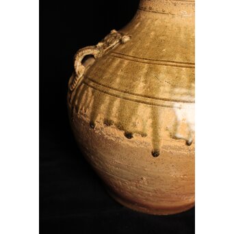 漢 灰釉陶器 双耳壺　P059 