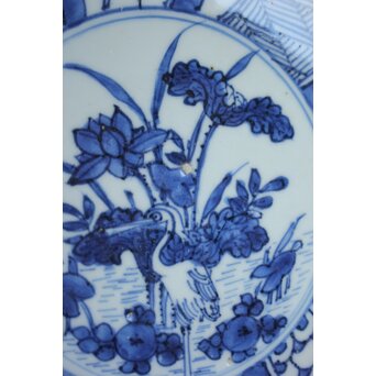 古染付 祥瑞手鷺文 深皿7寸　P064 