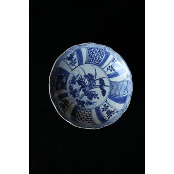 古染付 祥瑞手鷺文 深皿7寸　P064 