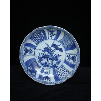 古染付 祥瑞手鷺文 深皿7寸　P064