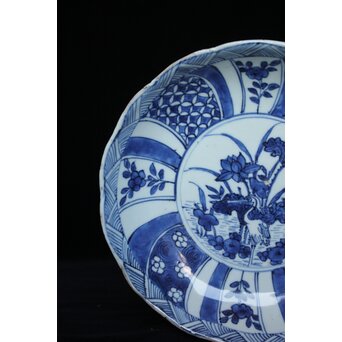 古染付 祥瑞手鷺文 深皿7寸　P064 