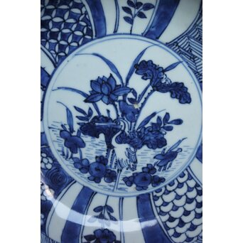 古染付 祥瑞手鷺文 深皿7寸　P064 