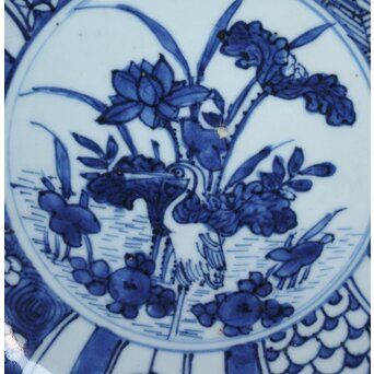 古染付 祥瑞手鷺文 深皿7寸　P064 