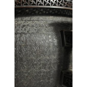 村田整珉造  宣徳高彫五爪龍双耳 唐銅瓶掛　M064 