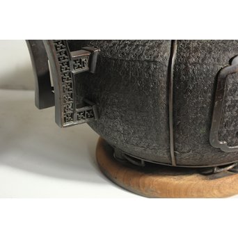 村田整珉造  宣徳高彫五爪龍双耳 唐銅瓶掛　M064 