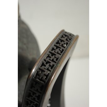 村田整珉造  宣徳高彫五爪龍双耳 唐銅瓶掛　M064 