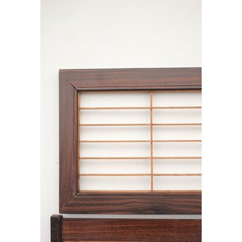 縞黒檀と黒柿の欄間 鶴松富士 5枚1組　R2336Y 