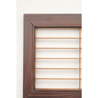 縞黒檀と黒柿の欄間 鶴松富士 5枚1組　R2336Y 