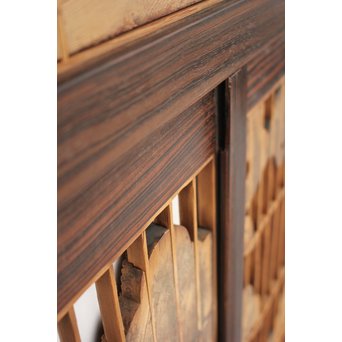 縞黒檀と黒柿の欄間 鶴松富士 5枚1組　R2336Y 