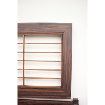 縞黒檀と黒柿の欄間 鶴松富士 5枚1組　R2336Y 