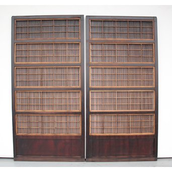 飴色時代 障子枠付格子戸 2枚1組　L945 