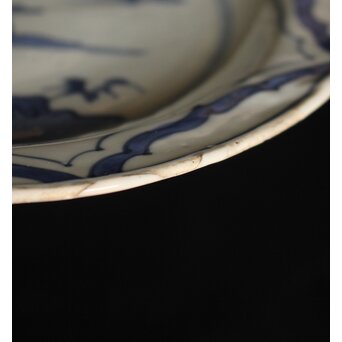 古染付 山水 南京7寸皿　P077 