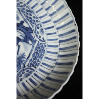 古染付 鹿図 南京菊型7寸皿　P078 