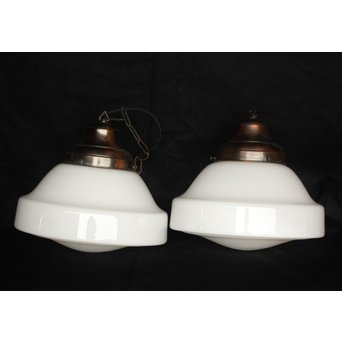 大型乳白色ガラスの照明 2個1組　A1885