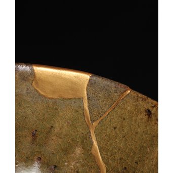 青唐津呼継茶碗　P080 