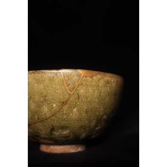 青唐津呼継茶碗　P080 