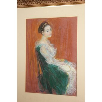 伊藤清長【女性像】パステル画　Z055