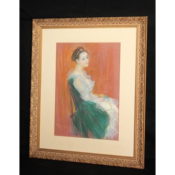 伊藤清長【女性像】パステル画　Z055 