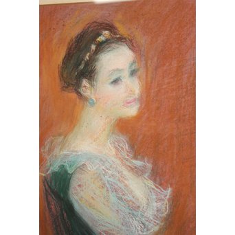 伊藤清長【女性像】パステル画　Z055 