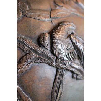 真鍮球型涼炉/手焙 珍品浮彫手彫 　M068 